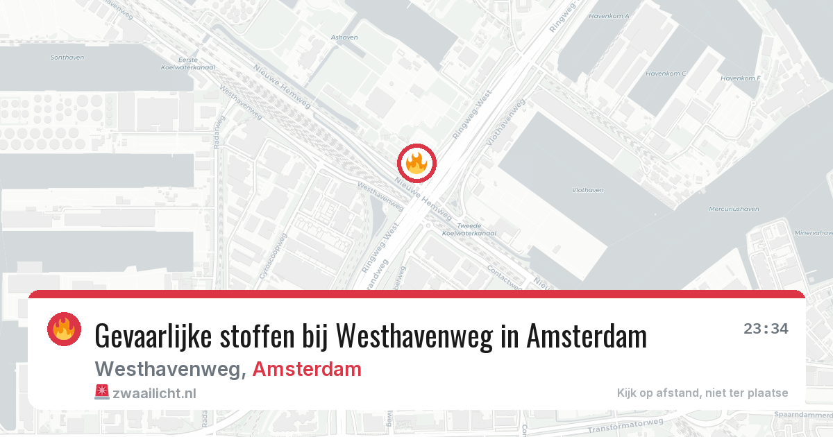 Gevaarlijke stoffen bij Westhavenweg in Amsterdam — 16 mrt 2026