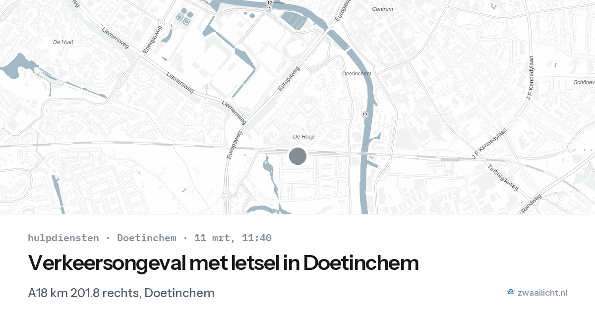 Verkeersongeval met letsel in Doetinchem — 11 mrt 2026