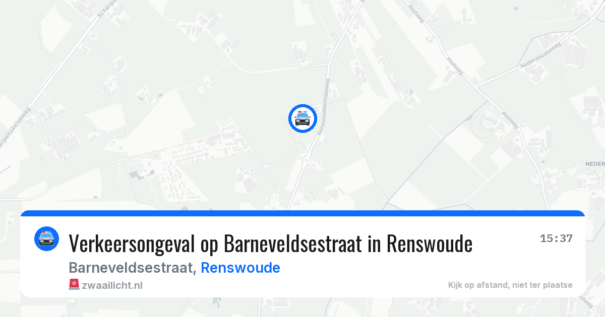 Verkeersongeval op Barneveldsestraat in Renswoude — 9 jul 2026