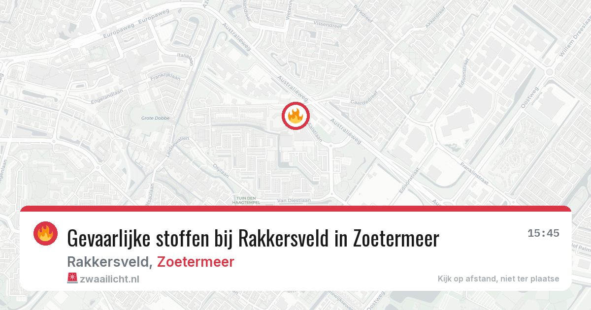 Gevaarlijke stoffen bij Rakkersveld in Zoetermeer — 30 jul 2026