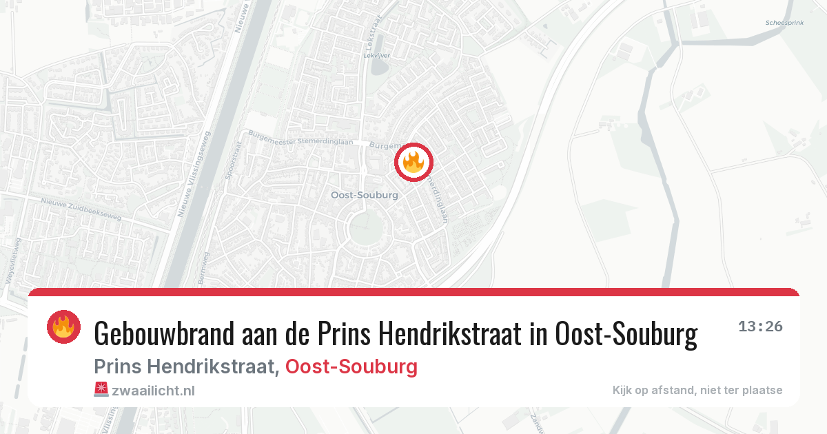Gebouwbrand aan de Prins Hendrikstraat in Oost-Souburg — 31 jul 2026