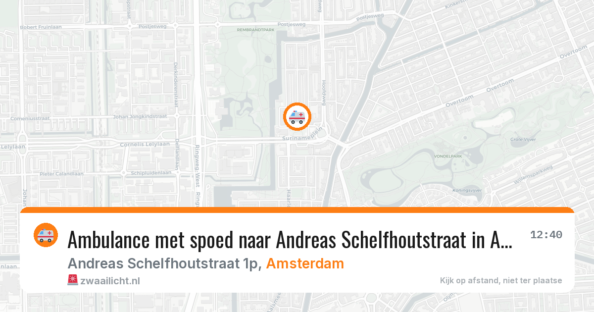 Ambulance met spoed naar Andreas Schelfhoutstraat in Amsterdam — 23 mrt 2026