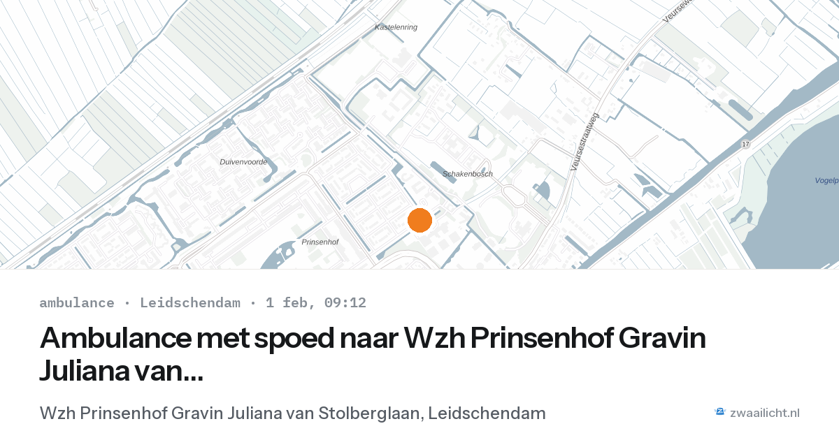 Ambulance met spoed naar Wzh Prinsenhof Gravin Juliana van Stolberglaan in Leidschendam — 1 feb 2026