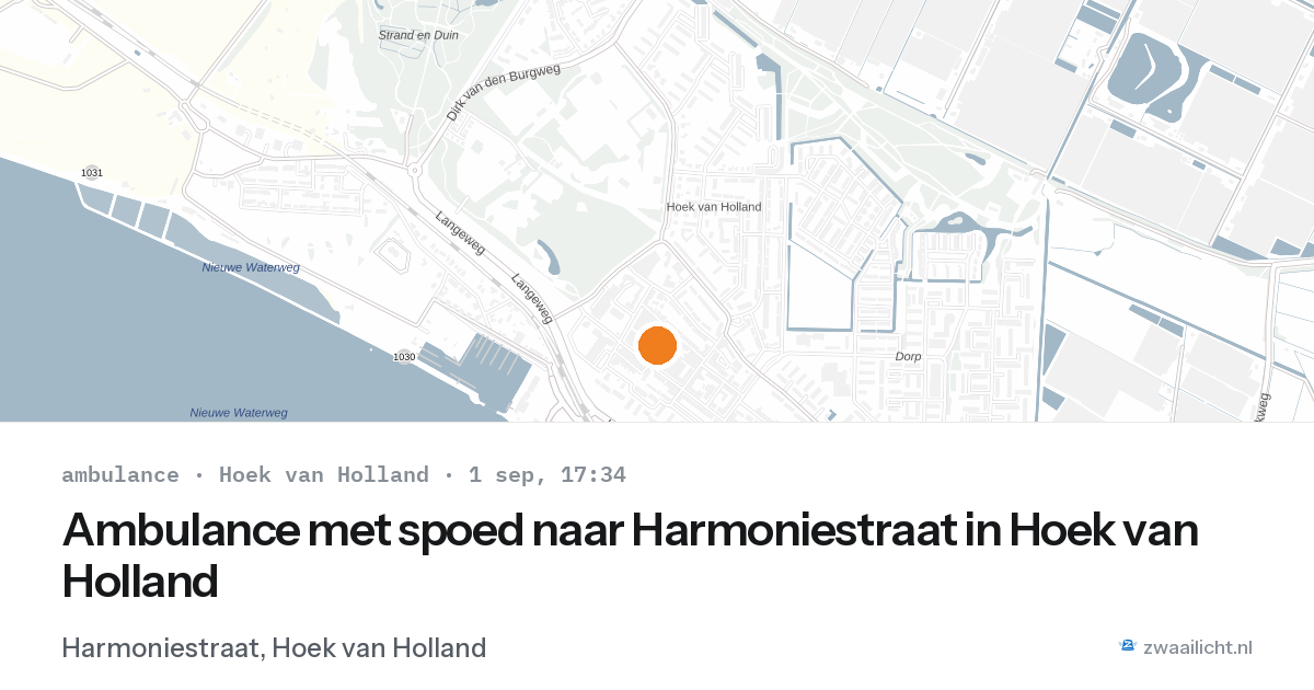 Ambulance met spoed naar Harmoniestraat in Hoek van Holland — 1 sep 2026