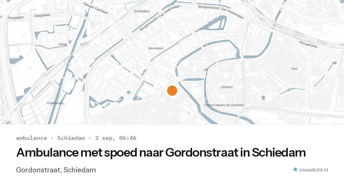 Ambulance met spoed naar Gordonstraat in Schiedam — 3 sep 2026