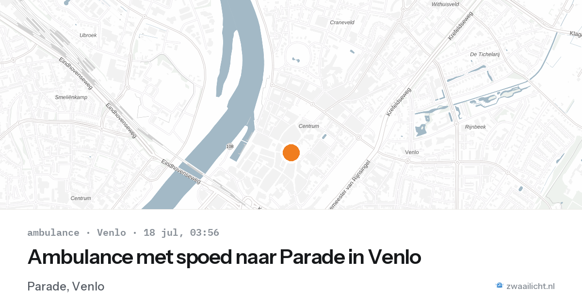 Ambulance met spoed naar Parade in Venlo — 18 jul 2026