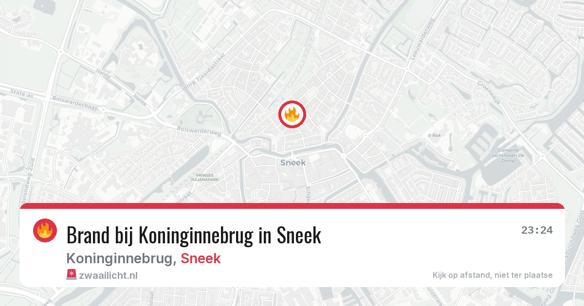 Brand bij Koninginnebrug in Sneek — 13 jun 2026