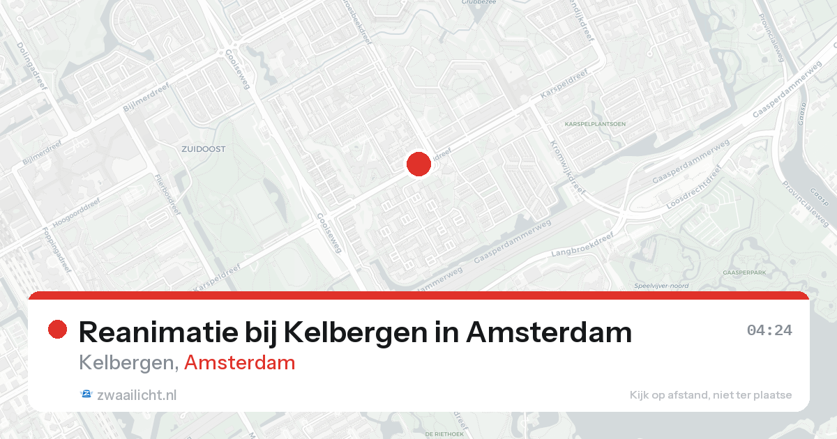 Reanimatie bij Kelbergen in Amsterdam — 24 aug 2026