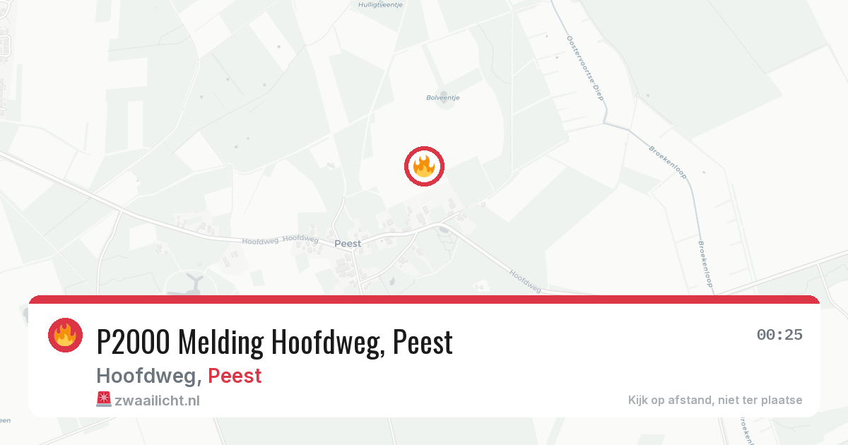 P2000 Melding Hoofdweg, Peest — 30 jul 2026