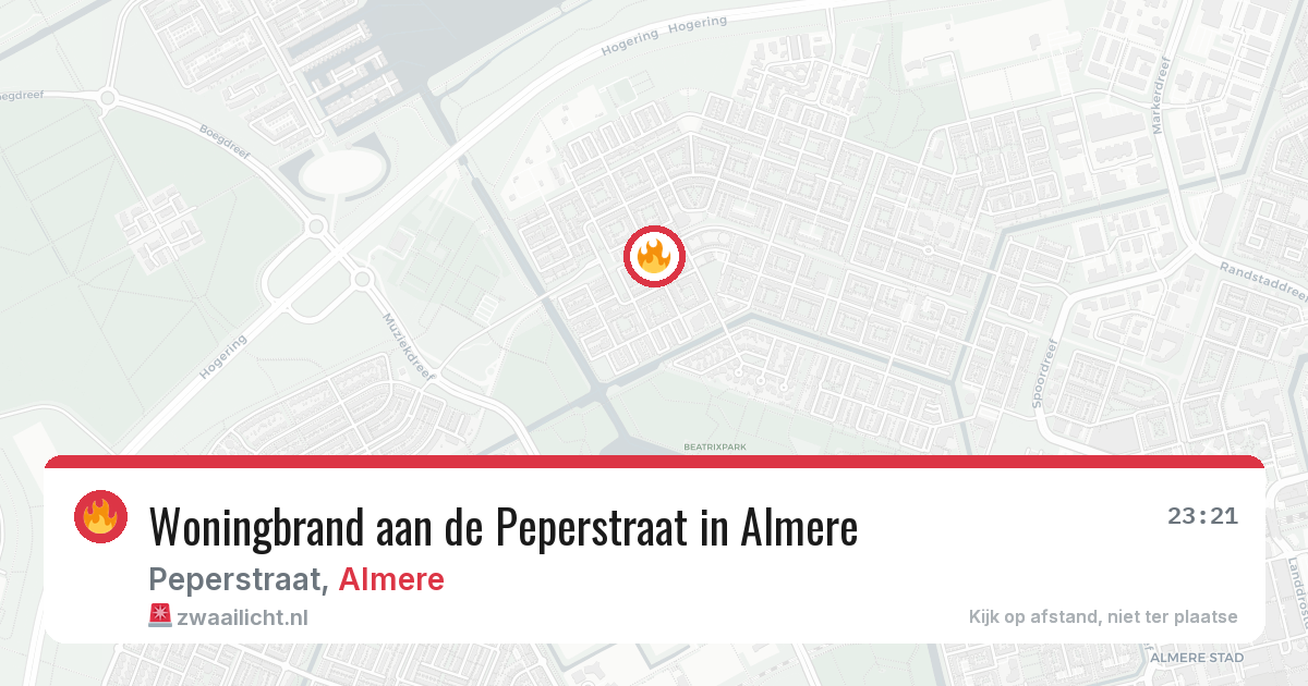 Woningbrand aan de Peperstraat in Almere — 27 jun 2026