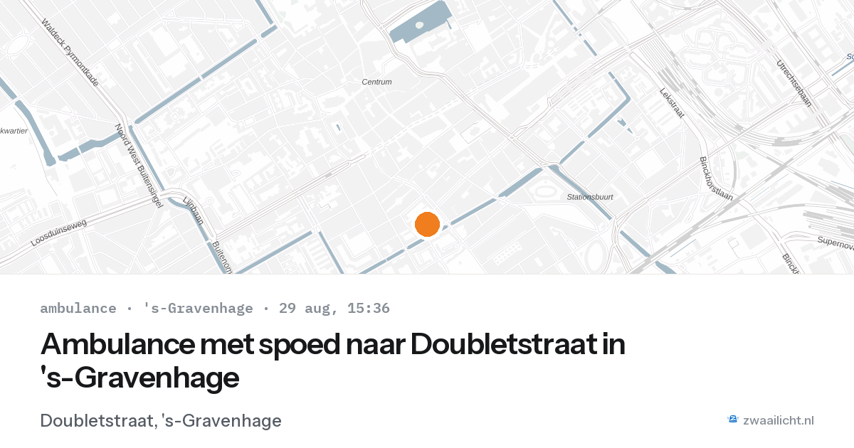 Ambulance met spoed naar Doubletstraat in 's-Gravenhage — 29 aug 2026