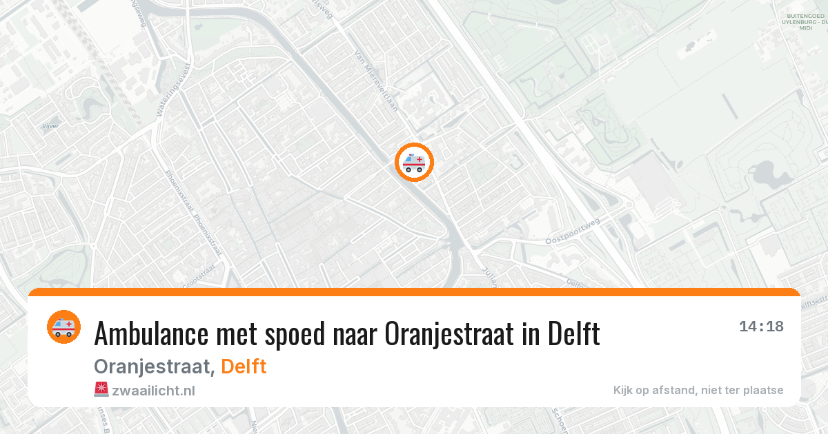 Ambulance met spoed naar Oranjestraat in Delft — 25 mrt 2026