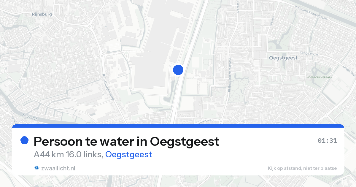 Persoon te water in Oegstgeest — 19 aug 2026
