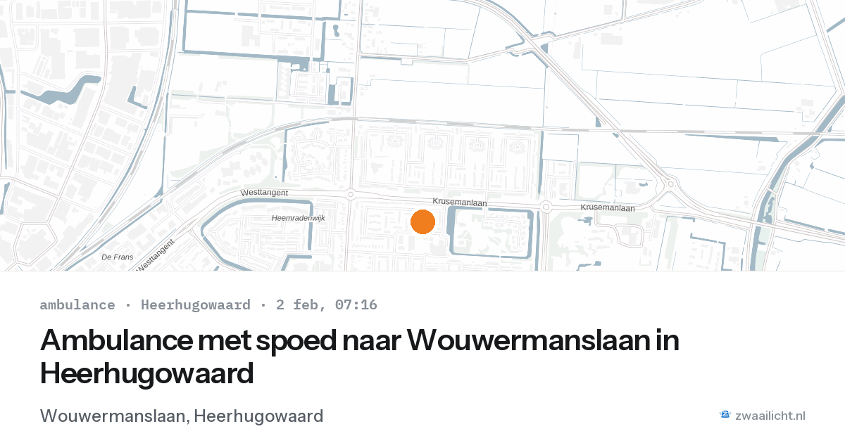 Ambulance met spoed naar Wouwermanslaan in Heerhugowaard — 2 feb 2026