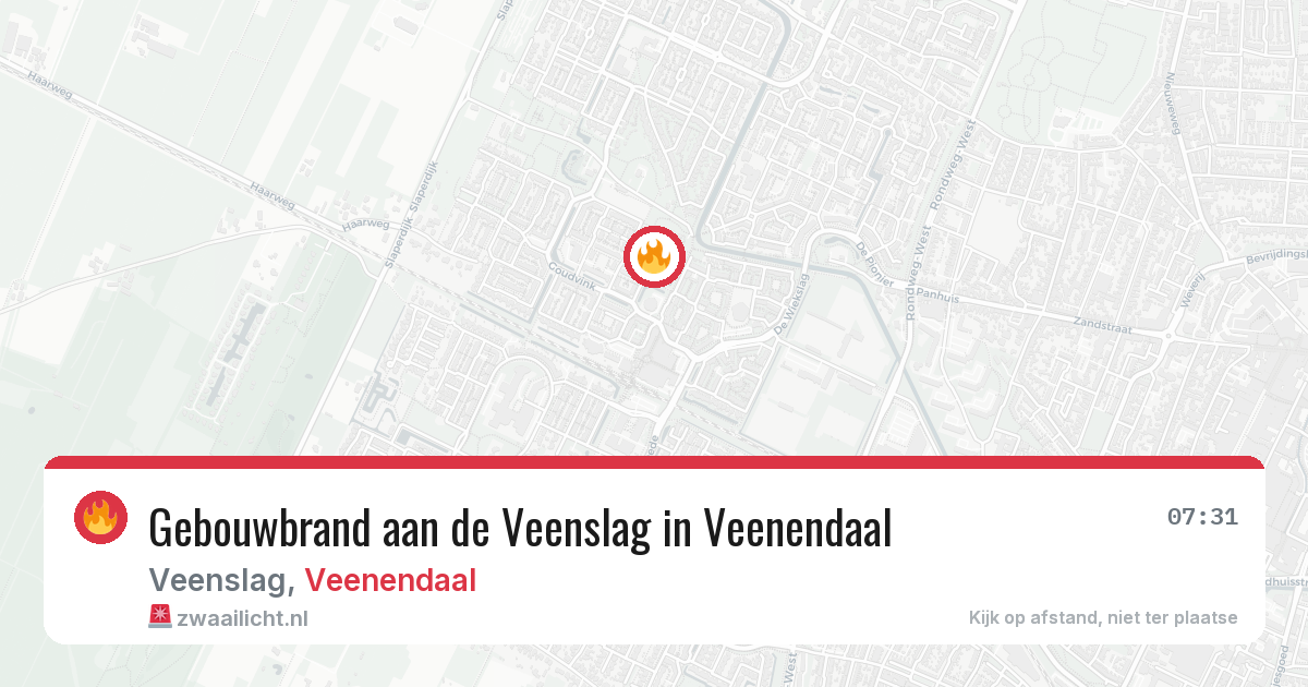 Gebouwbrand aan de Veenslag in Veenendaal — 19 jun 2026