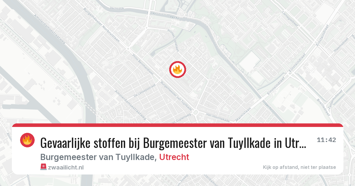 Gevaarlijke stoffen bij Burgemeester van Tuyllkade in Utrecht — 10 jul 2026