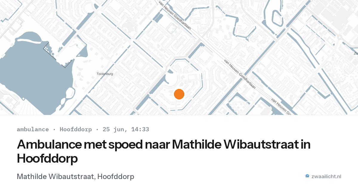 Ambulance met spoed naar Mathilde Wibautstraat in Hoofddorp — 25 jun 2026