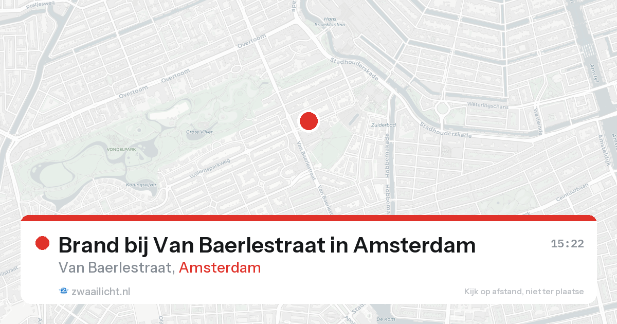 Brand bij Van Baerlestraat in Amsterdam — 22 aug 2026