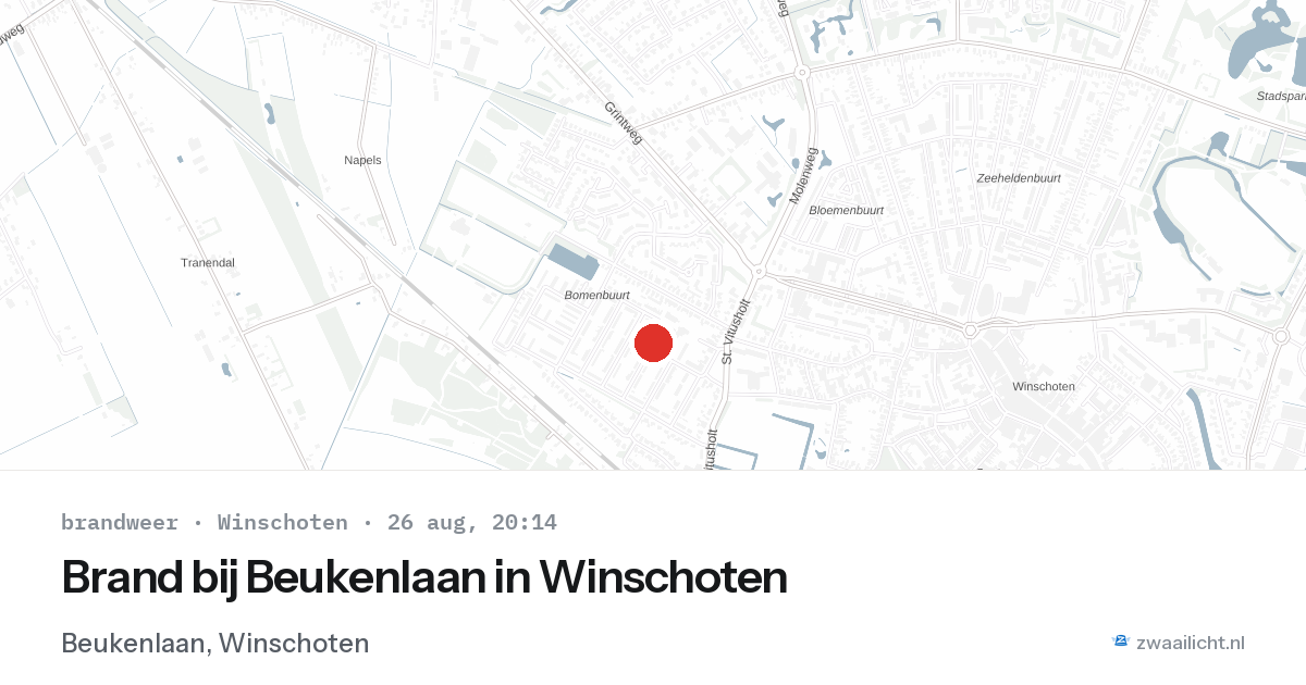 Brand bij Beukenlaan in Winschoten — 26 aug 2026