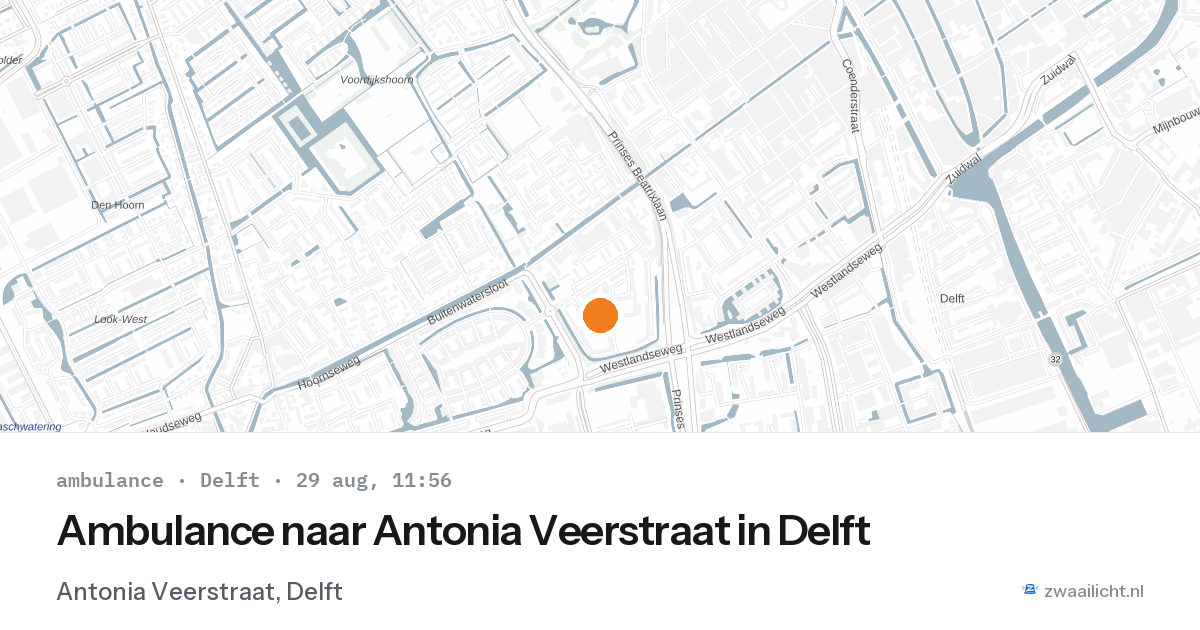 Ambulance naar Antonia Veerstraat in Delft — 29 aug 2026