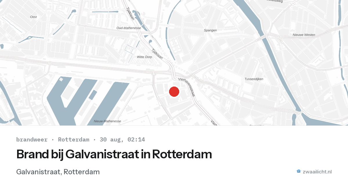 Brand bij Galvanistraat in Rotterdam — 30 aug 2026
