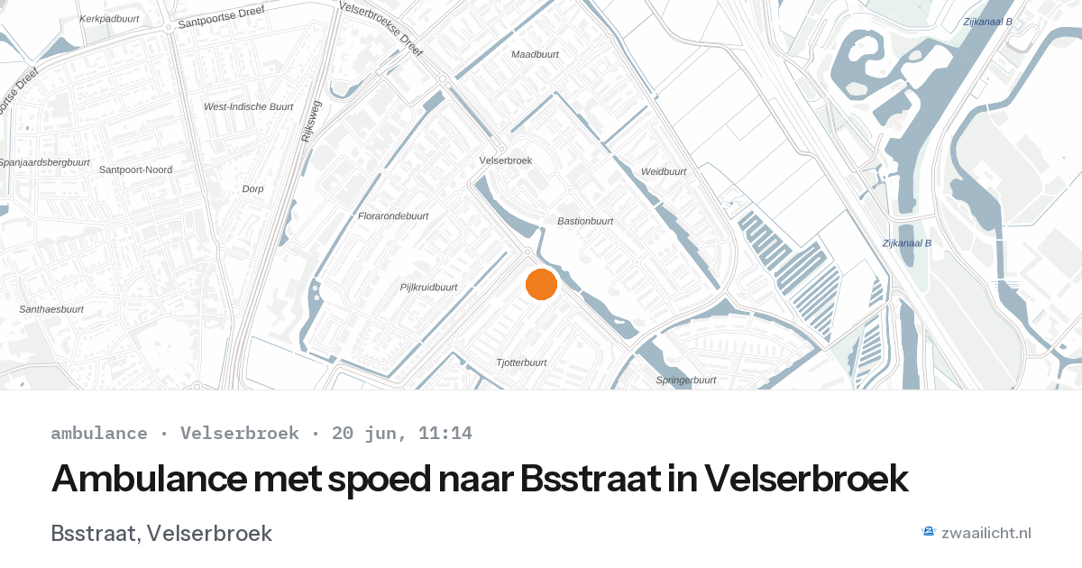 Ambulance met spoed naar Bsstraat in Velserbroek — 20 jun 2026