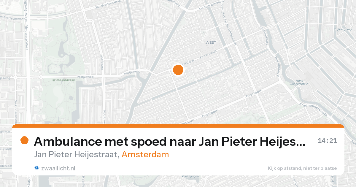 Ambulance met spoed naar Jan Pieter Heijestraat in Amsterdam — 20 aug 2026
