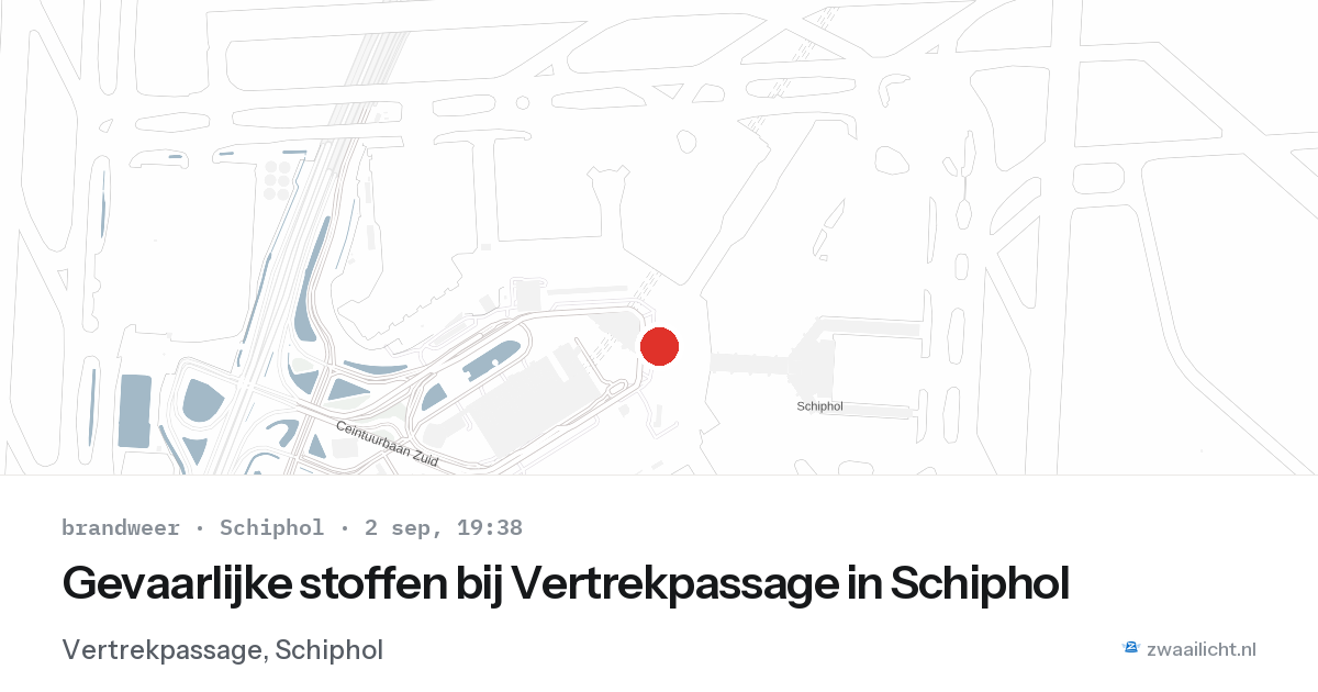 Gevaarlijke stoffen bij Vertrekpassage in Schiphol — 2 sep 2026
