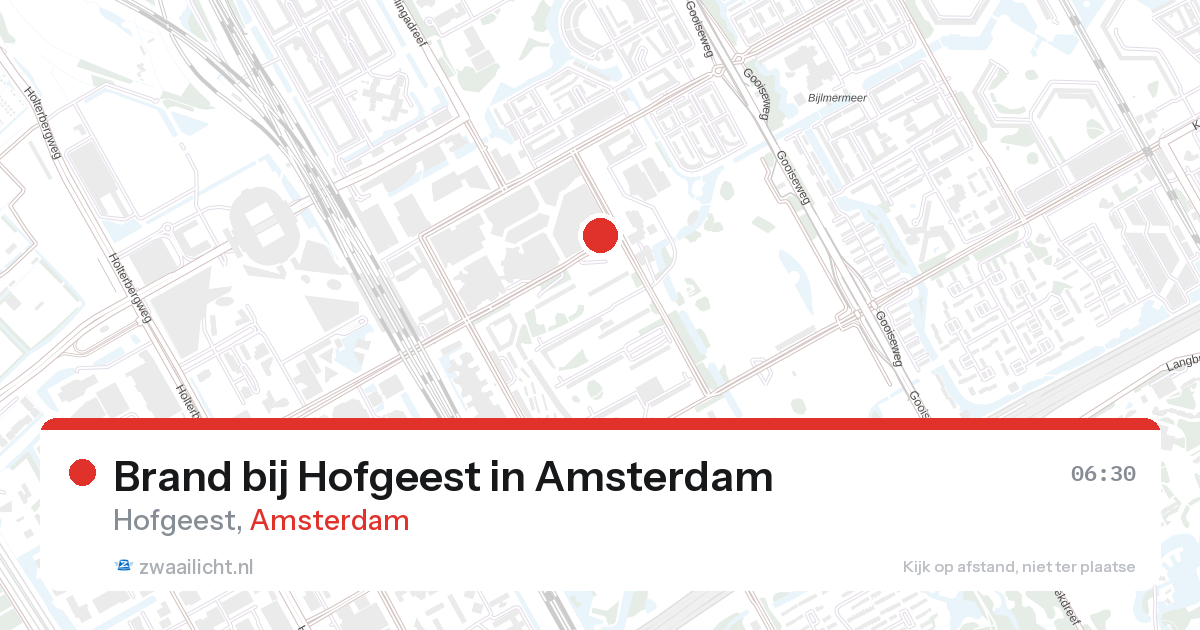 Brand bij Hofgeest in Amsterdam — 27 aug 2026