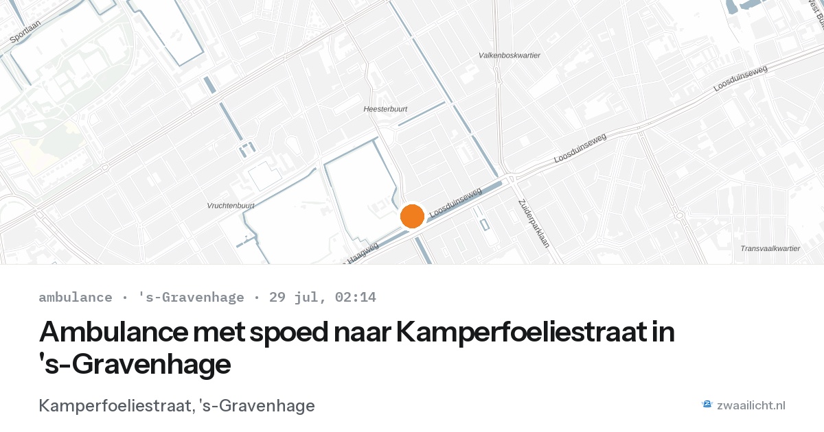 Ambulance met spoed naar Kamperfoeliestraat in 's-Gravenhage — 29 jul 2026