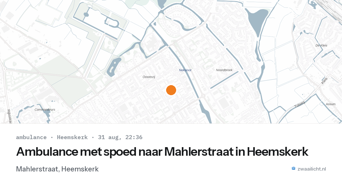 Ambulance met spoed naar Mahlerstraat in Heemskerk — 31 aug 2026