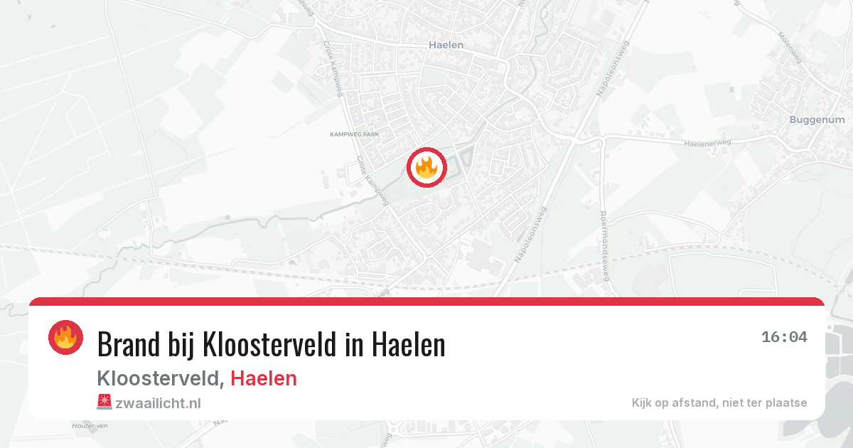 Brand bij Kloosterveld in Haelen — 16 feb 2026
