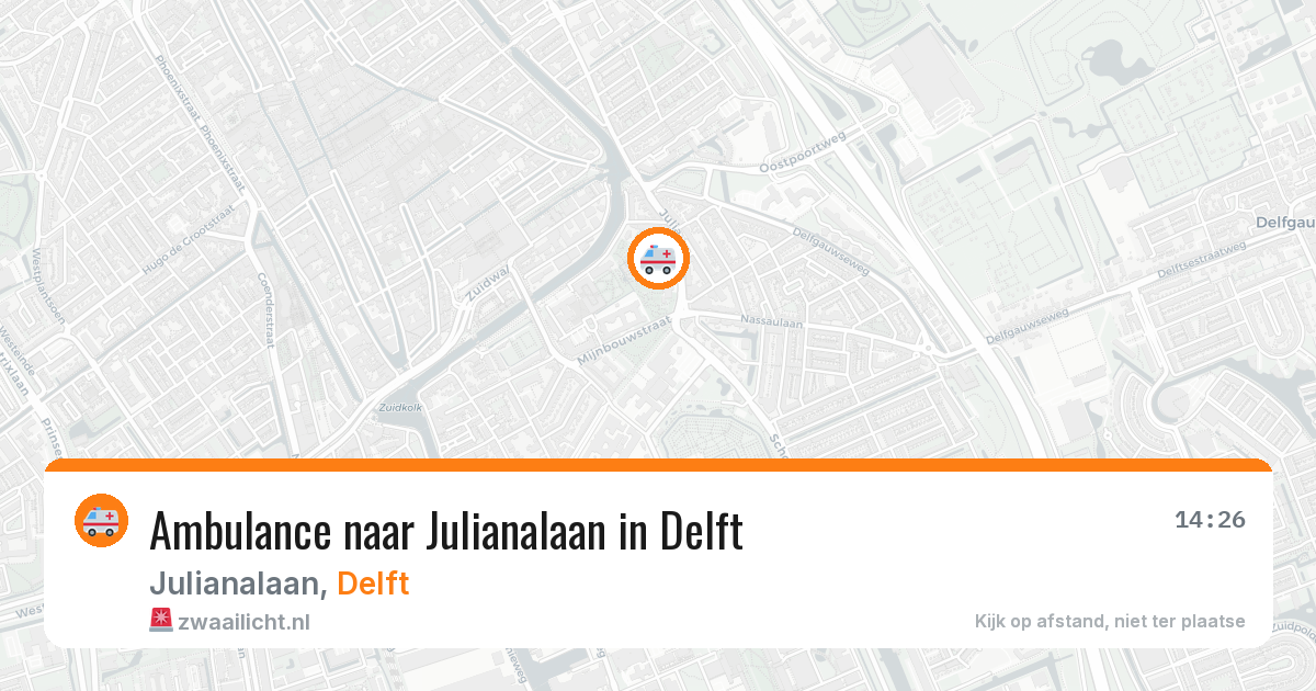 Ambulance naar Julianalaan in Delft — 12 aug 2026