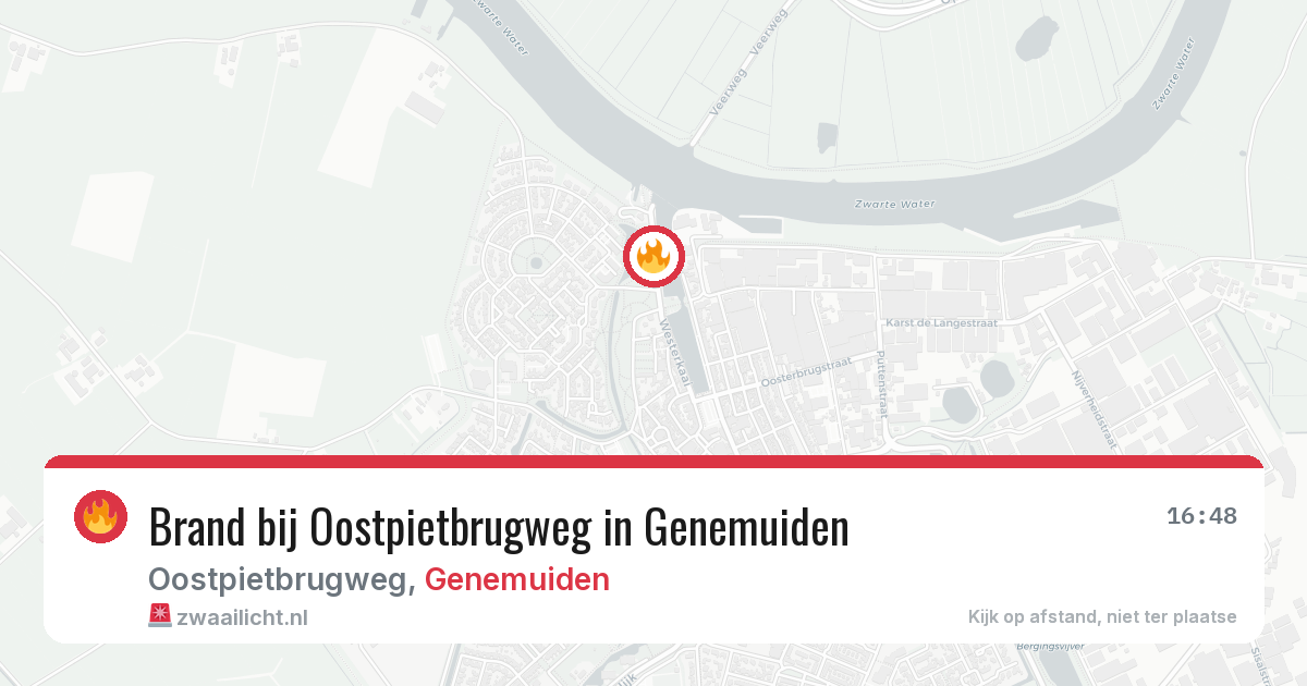 Brand bij Oostpietbrugweg in Genemuiden — 16 mrt 2026