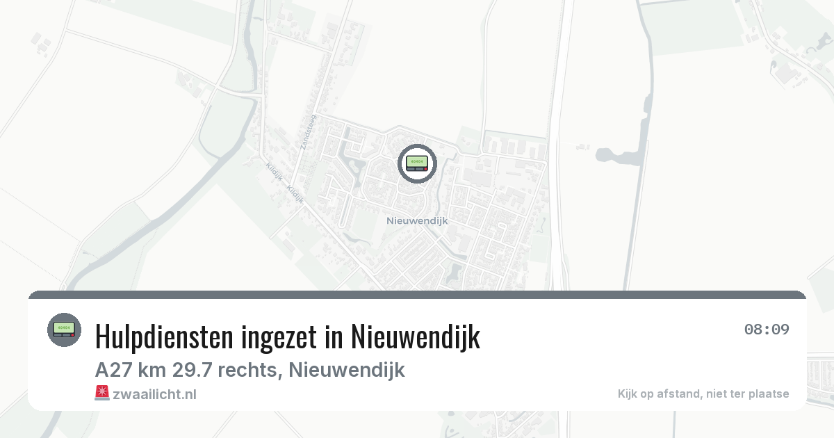 Hulpdiensten ingezet in Nieuwendijk — 20 apr 2026 | 🚨 Zwaailicht.nl