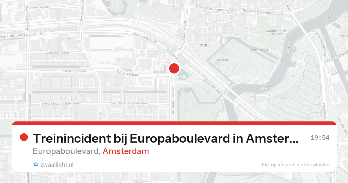Treinincident bij Europaboulevard in Amsterdam — 15 aug 2026