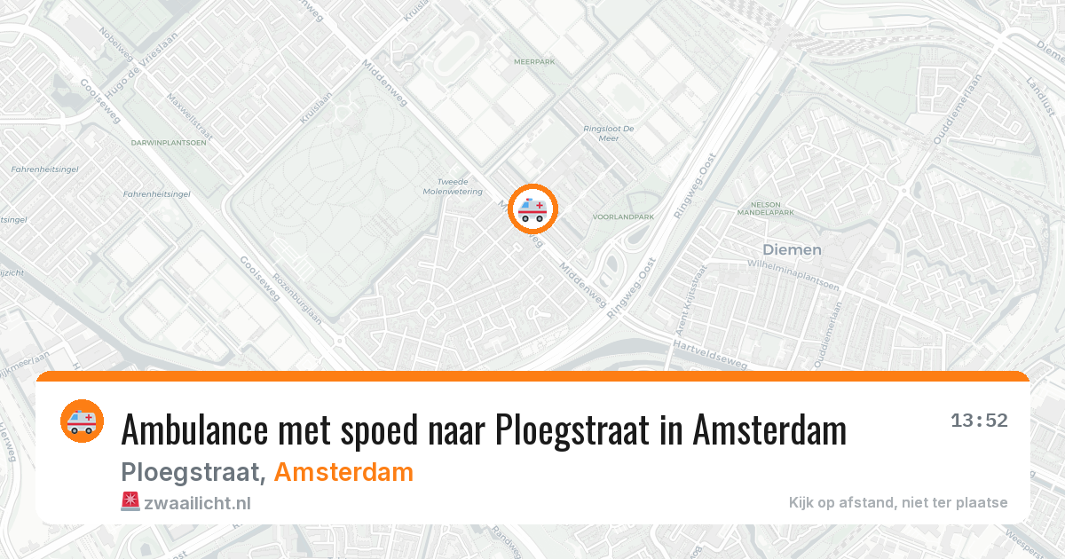 Ambulance met spoed naar Ploegstraat in Amsterdam — 25 mei 2026