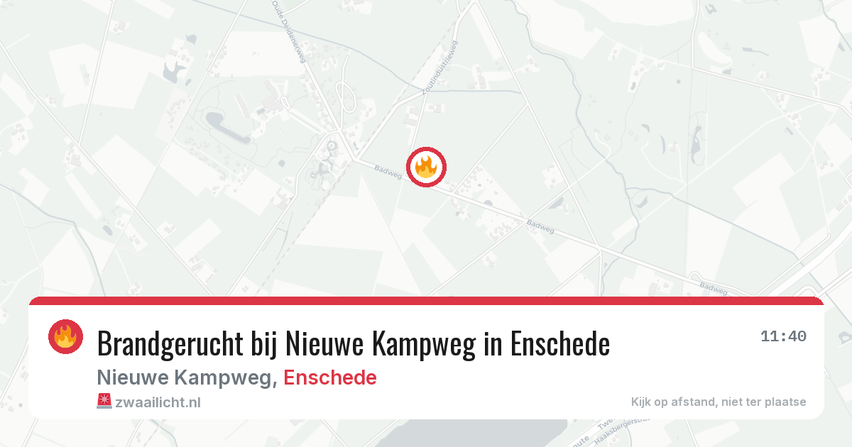 Brandgerucht bij Nieuwe Kampweg in Enschede — 7 aug 2026
