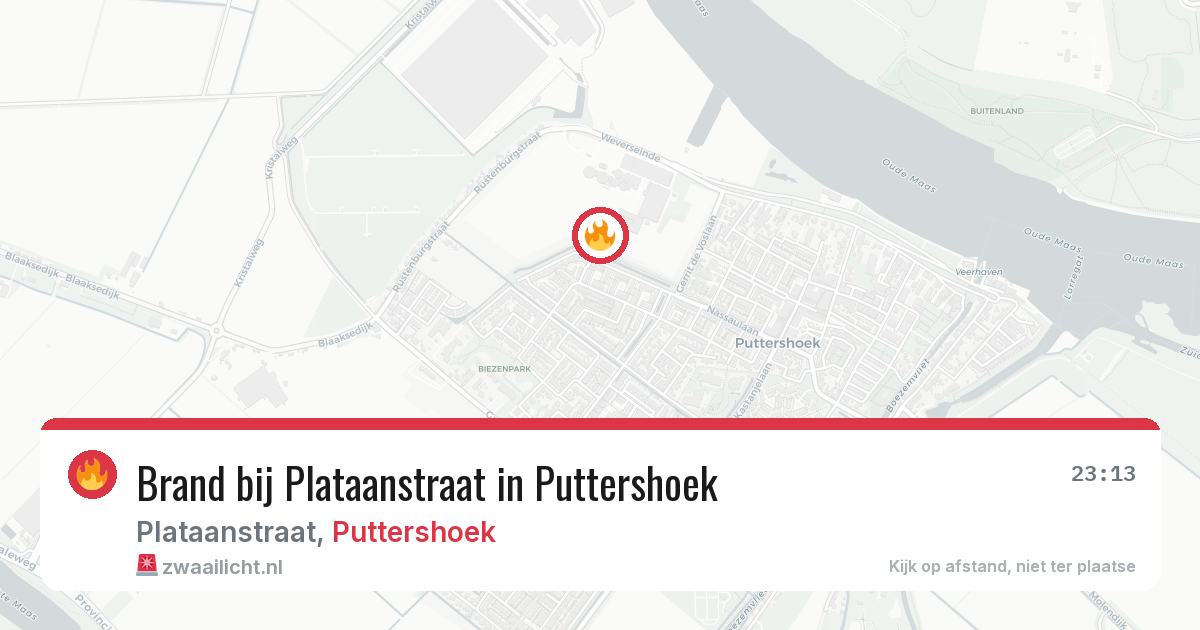 Brand bij Plataanstraat in Puttershoek — 6 jul 2026