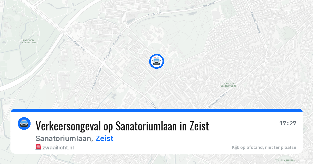 Verkeersongeval op Sanatoriumlaan in Zeist — 16 mrt 2026