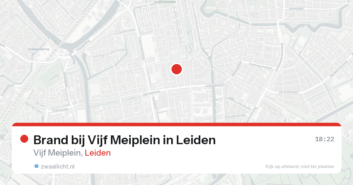 Brand bij Vijf Meiplein in Leiden — 18 aug 2026
