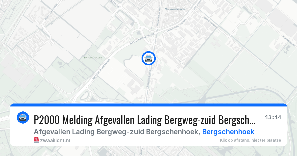 P2000 Melding Afgevallen Lading Bergweg-zuid Bergschenhoek, Bergschenhoek — 13 aug 2026