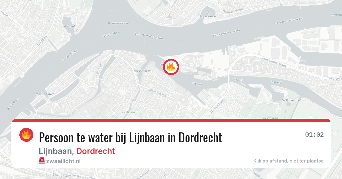 Persoon te water bij Lijnbaan in Dordrecht — 8 jul 2026