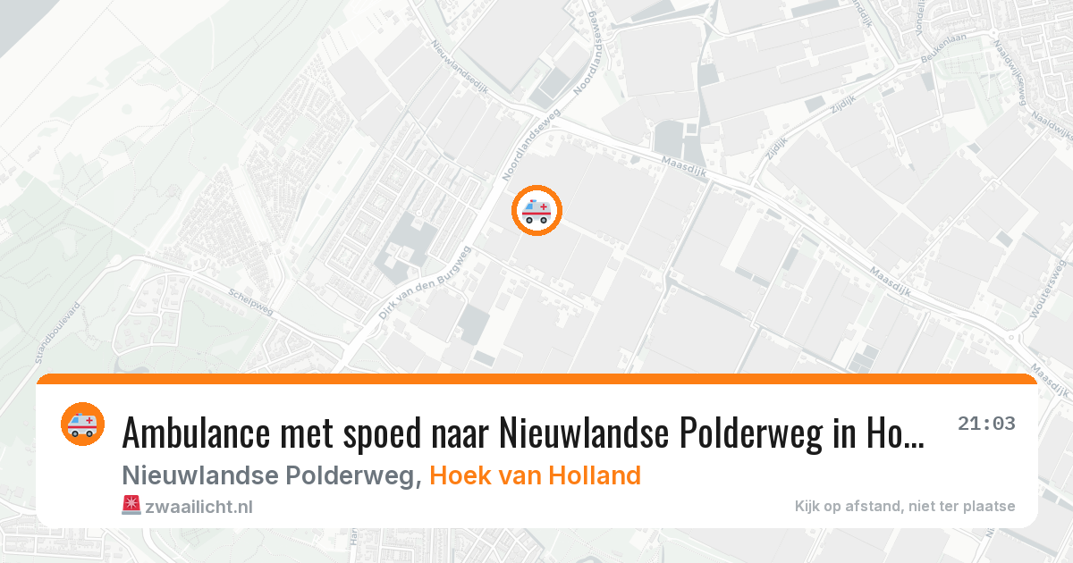 Ambulance met spoed naar Nieuwlandse Polderweg in Hoek van Holland — 4 aug 2026