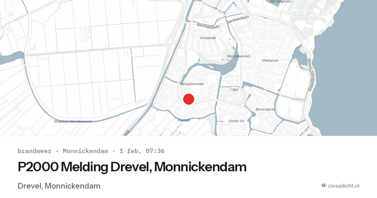 P2000 Melding Drevel, Monnickendam — 1 feb 2026
