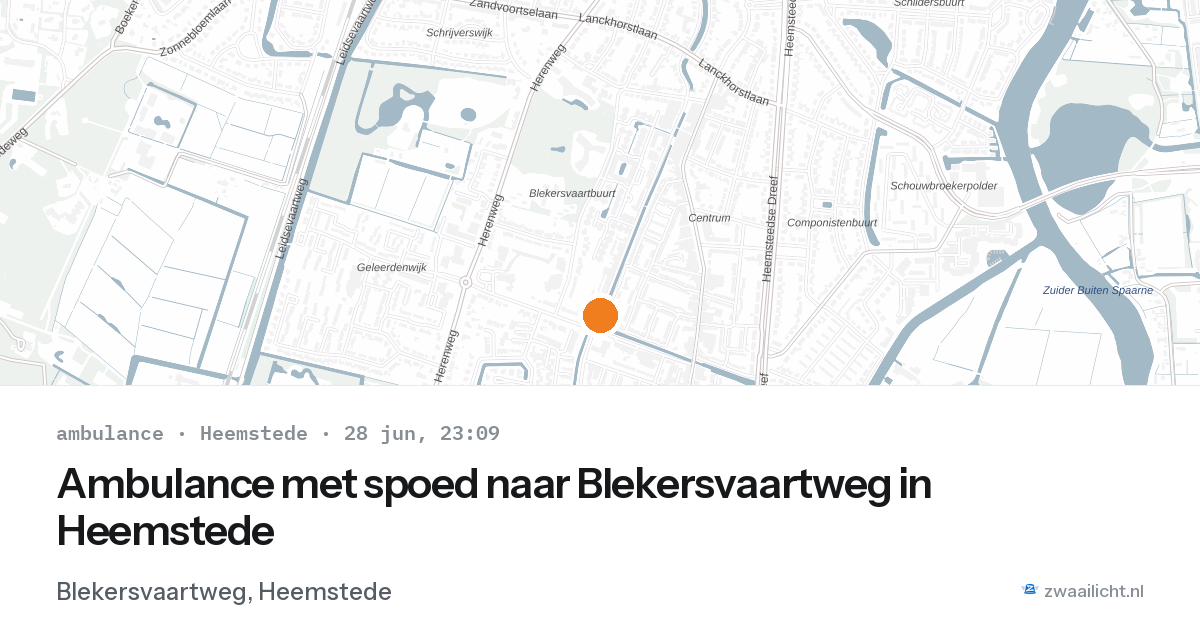 Ambulance met spoed naar Blekersvaartweg in Heemstede — 28 jun 2026