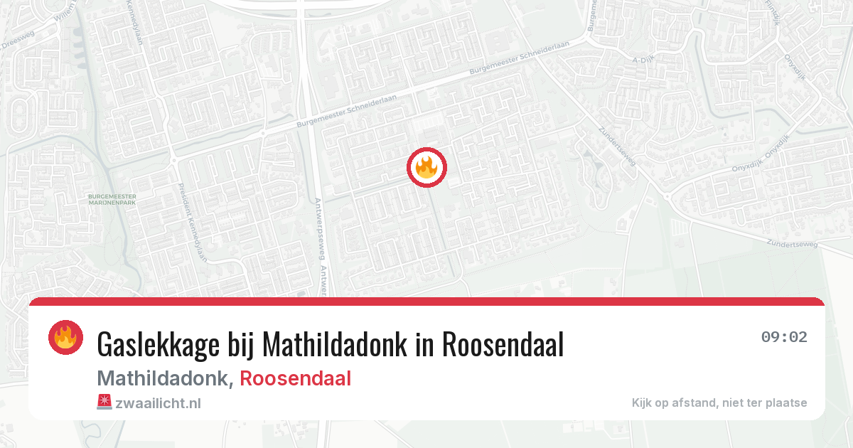 Gaslekkage bij Mathildadonk in Roosendaal — 2 jul 2026