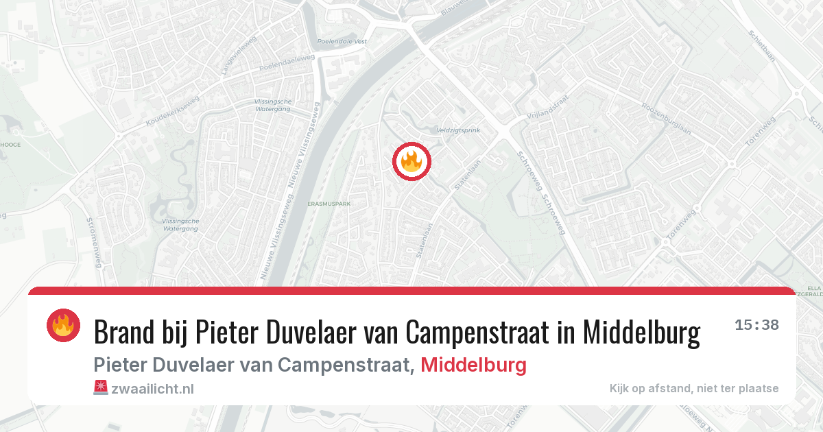 Brand bij Pieter Duvelaer van Campenstraat in Middelburg — 15 apr 2026