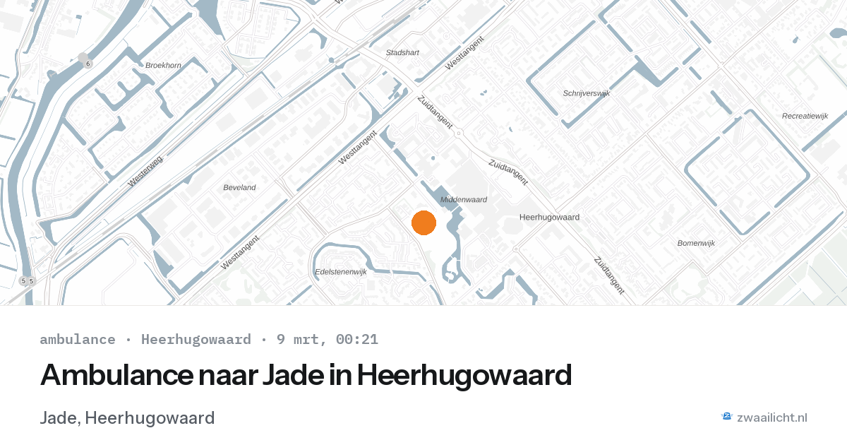 Ambulance naar Jade in Heerhugowaard — 8 mrt 2026
