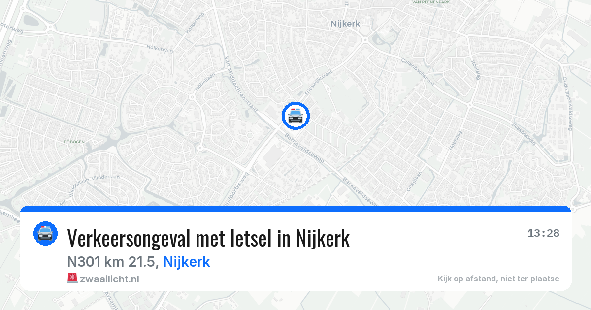 Verkeersongeval met letsel in Nijkerk — 1 aug 2026
